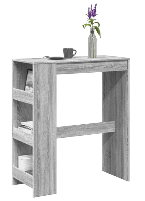 Bartafel met rekken 90x40x103,5 cm bewerkt hout grijs sonoma