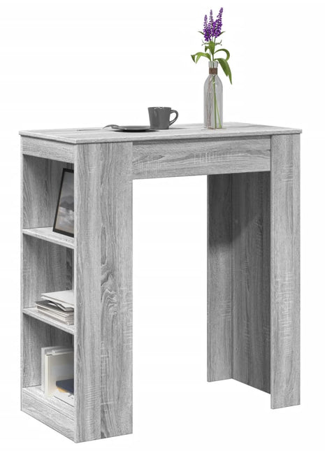 Bartafel met rekken 95x47x103,5 cm bewerkt hout grijs sonoma