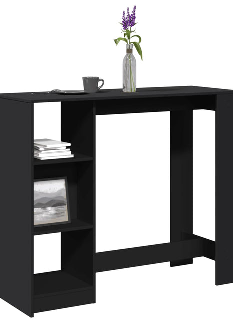 Bartafel met schap 124x46x103,5 cm bewerkt hout zwart