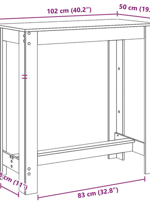 Bartafel 102x50x103,5 cm bewerkt hout gerookt eikenkleurig