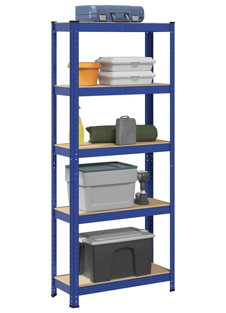 Opbergrek 5-laags staal & bewerkt hout blauw