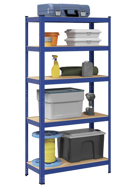 Opbergrek 5-laags staal & bewerkt hout blauw