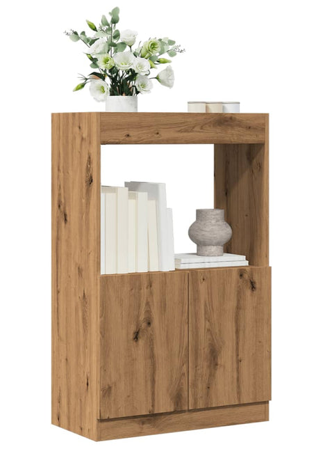 Hoge kast 63x33x100 cm bewerkt hout artisanaal eikenkleurig