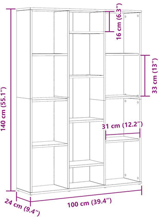 Kamerscherm/boekenkast 100x24x140 cm bewerkt hout eikenkleurig