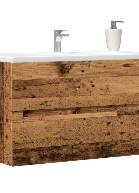 Badkamerwandkast 80x38,5x45 cm bewerkt hout oud houtkleurig