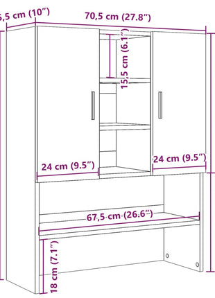 Wasmachinekast 70,5x25,5x90 cm betongrijs