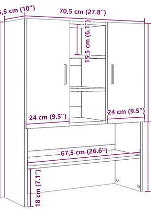 Wasmachinekast 70,5x25,5x90 cm artisanaal eikenkleur
