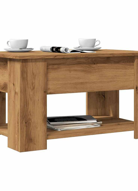 Salontafel 79x49x41 cm bewerkt hout artisanaal eikenkleur