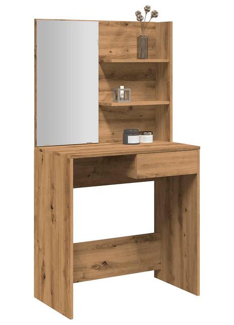 Dressing table with mirror 74.5x40x141 cm artisanal oak color