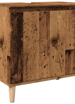 Wastafelkast 58x33x60 cm bewerkt hout oud houtkleurig