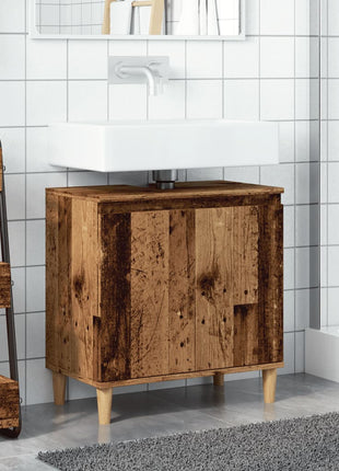 Wastafelkast 58x33x60 cm bewerkt hout oud houtkleurig