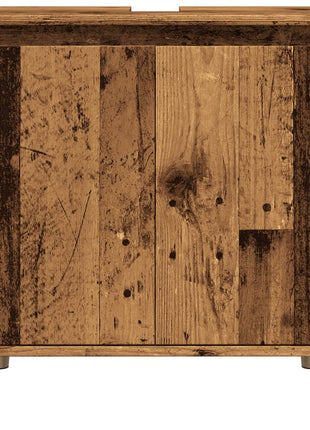 Wastafelkast 58x33x60 cm bewerkt hout oud houtkleurig