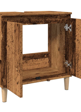 Wastafelkast 58x33x60 cm bewerkt hout oud houtkleurig