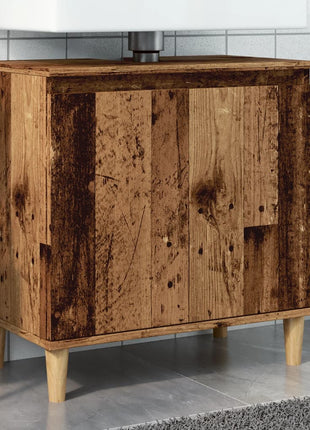 Wastafelkast 58x33x60 cm bewerkt hout oud houtkleurig