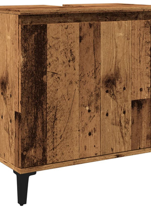 Wastafelkast 58x33x60 cm bewerkt hout oud houtkleurig