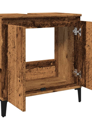 Wastafelkast 58x33x60 cm bewerkt hout oud houtkleurig