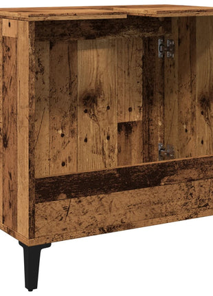 Wastafelkast 58x33x60 cm bewerkt hout oud houtkleurig