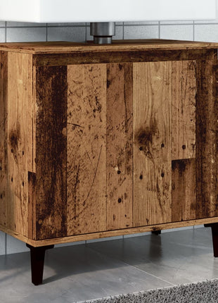 Wastafelkast 58x33x60 cm bewerkt hout oud houtkleurig
