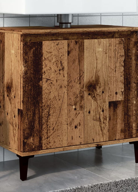 Wastafelkast 58x33x60 cm bewerkt hout oud houtkleurig