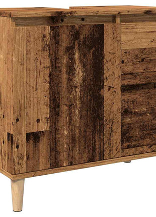 Wastafelkast 65x33x60 cm bewerkt hout oud houtkleurig