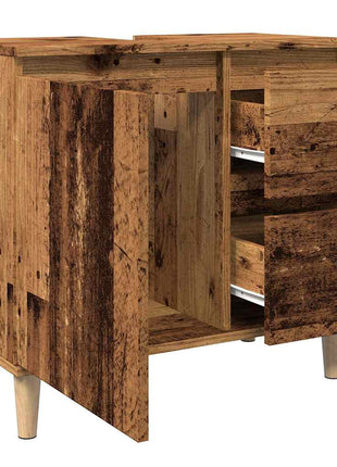Wastafelkast 65x33x60 cm bewerkt hout oud houtkleurig