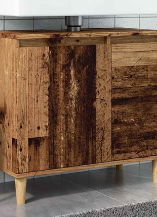 Wastafelkast 65x33x60 cm bewerkt hout oud houtkleurig