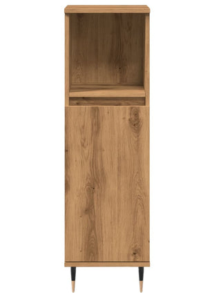 Badkamerkast 30x30x100 cm bewerkt hout artisanaal eikenkleurig