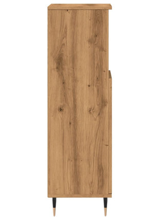 Badkamerkast 30x30x100 cm bewerkt hout artisanaal eikenkleurig