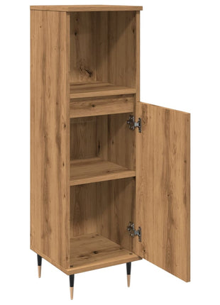 Badkamerkast 30x30x100 cm bewerkt hout artisanaal eikenkleurig