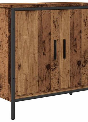 Wastafelkast 60x30x60 cm bewerkt hout oud houtkleurig