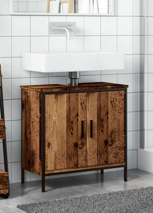 Wastafelkast 60x30x60 cm bewerkt hout oud houtkleurig