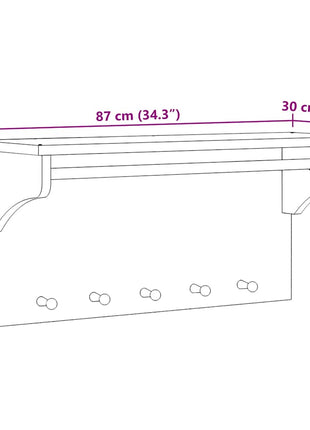Wandkapstok SANDNES wit 87x30x42 cm massief grenenhout