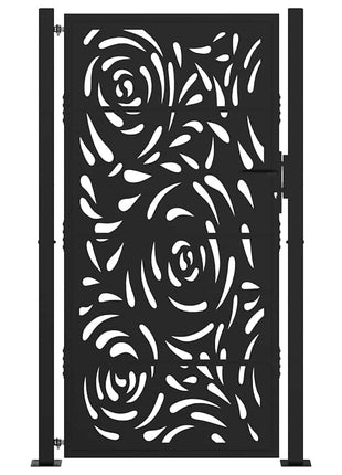 Poort met vlamontwerp 105x180 cm staal zwart