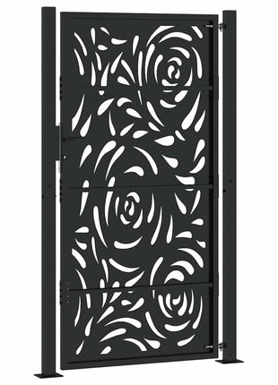 Poort met vlamontwerp 105x180 cm staal zwart