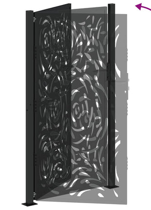 Poort met vlamontwerp 105x180 cm staal zwart