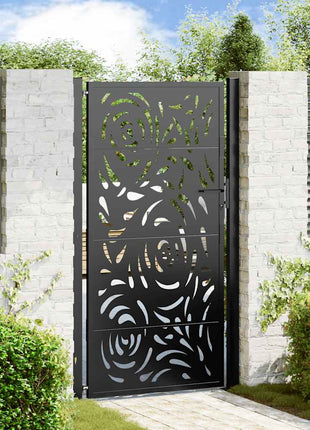 Poort met vlamontwerp 105x180 cm staal zwart