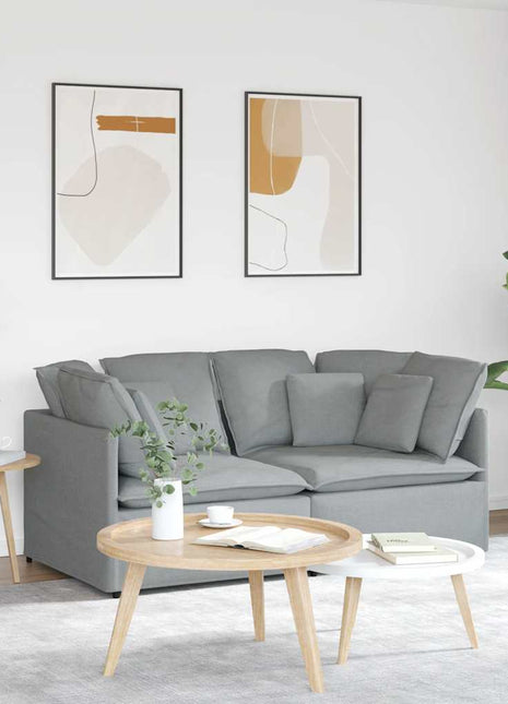 Modulaire bank met kussens stof lichtgrijs