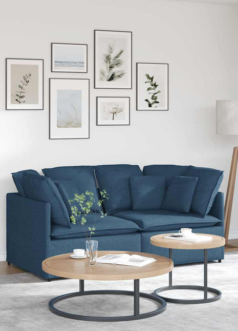 Modulaire bank met kussens stof blauw