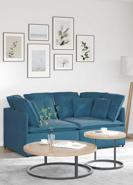 Modulaire bank met kussens fluweel blauw