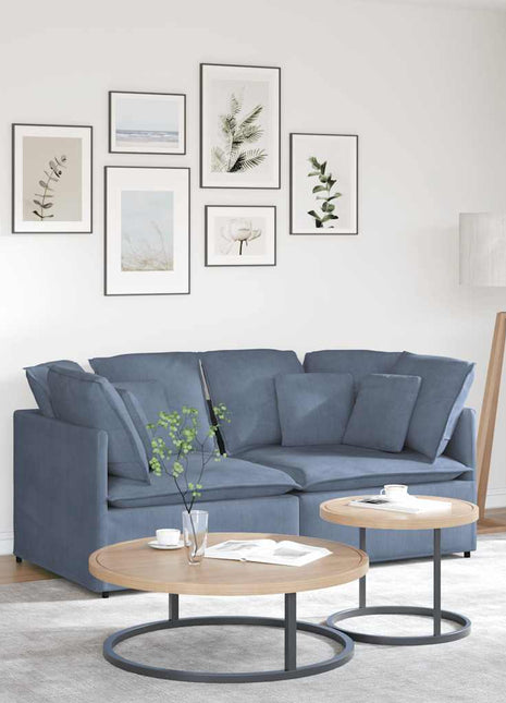 Modulaire bank met kussens corduroy stof blauw