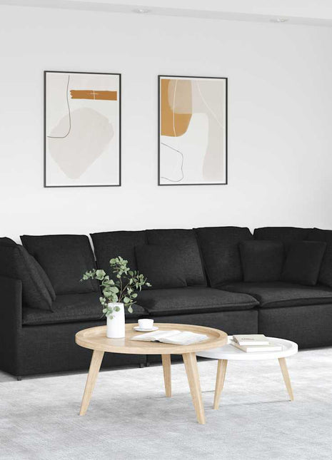 Modulaire bank met kussens stof zwart