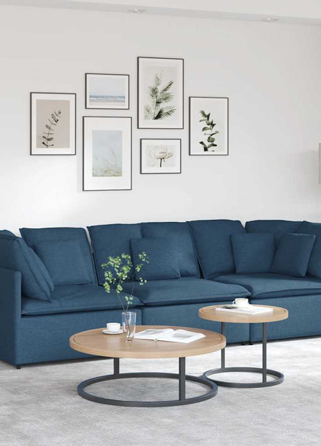 Modulaire bank met kussens stof blauw