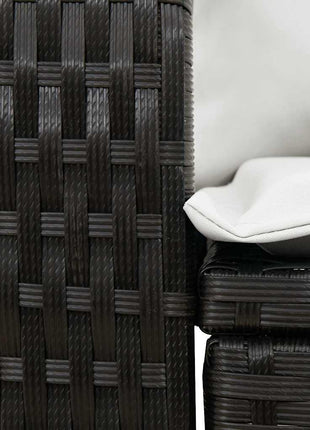 Tuinschommelstoel met kussens poly rattan zwart