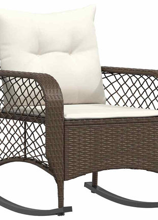 Tuinschommelstoel met kussens poly rattan bruin
