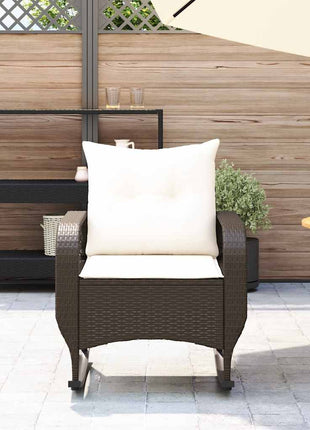 Tuinschommelstoel met kussens poly rattan bruin