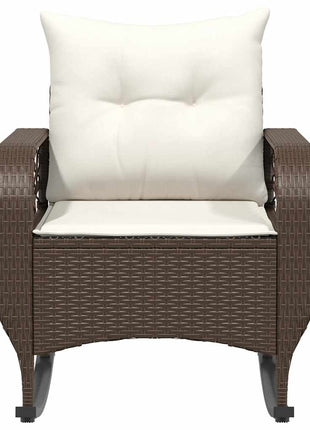 Tuinschommelstoel met kussens poly rattan bruin