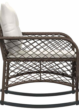 Tuinschommelstoel met kussens poly rattan bruin