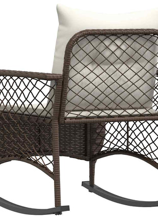 Tuinschommelstoel met kussens poly rattan bruin