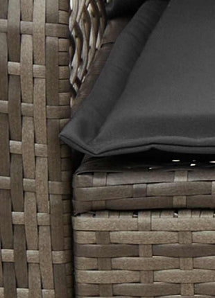 Tuinschommelstoel met kussens poly rattan grijs