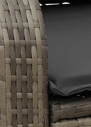 Tuinschommelstoel met kussens poly rattan grijs